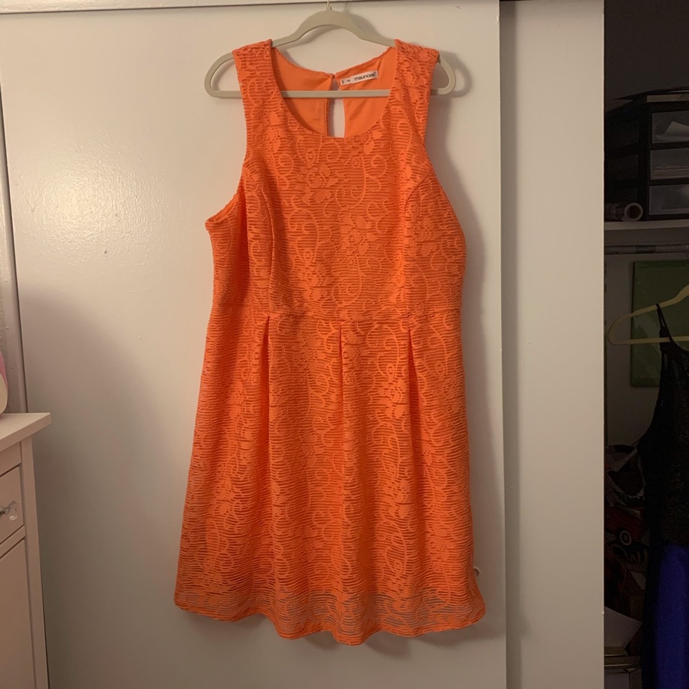 Maurices Coral Embroidered Lace Dress